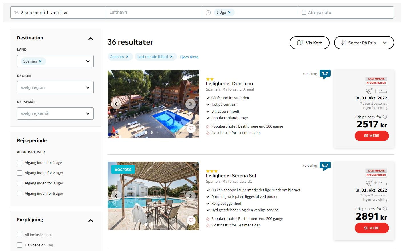 Afbudsrejser til Spanien